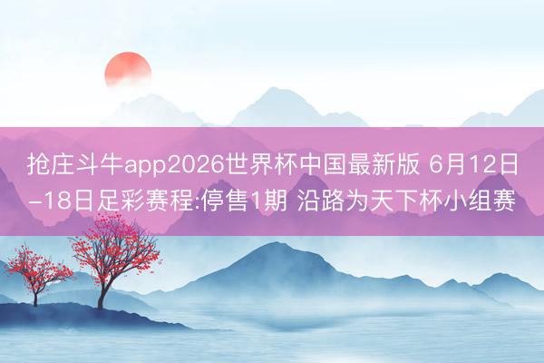 抢庄斗牛app2026世界杯中国最新版 6月12日-18日足彩赛程:停售1期 沿路为天下杯小组赛